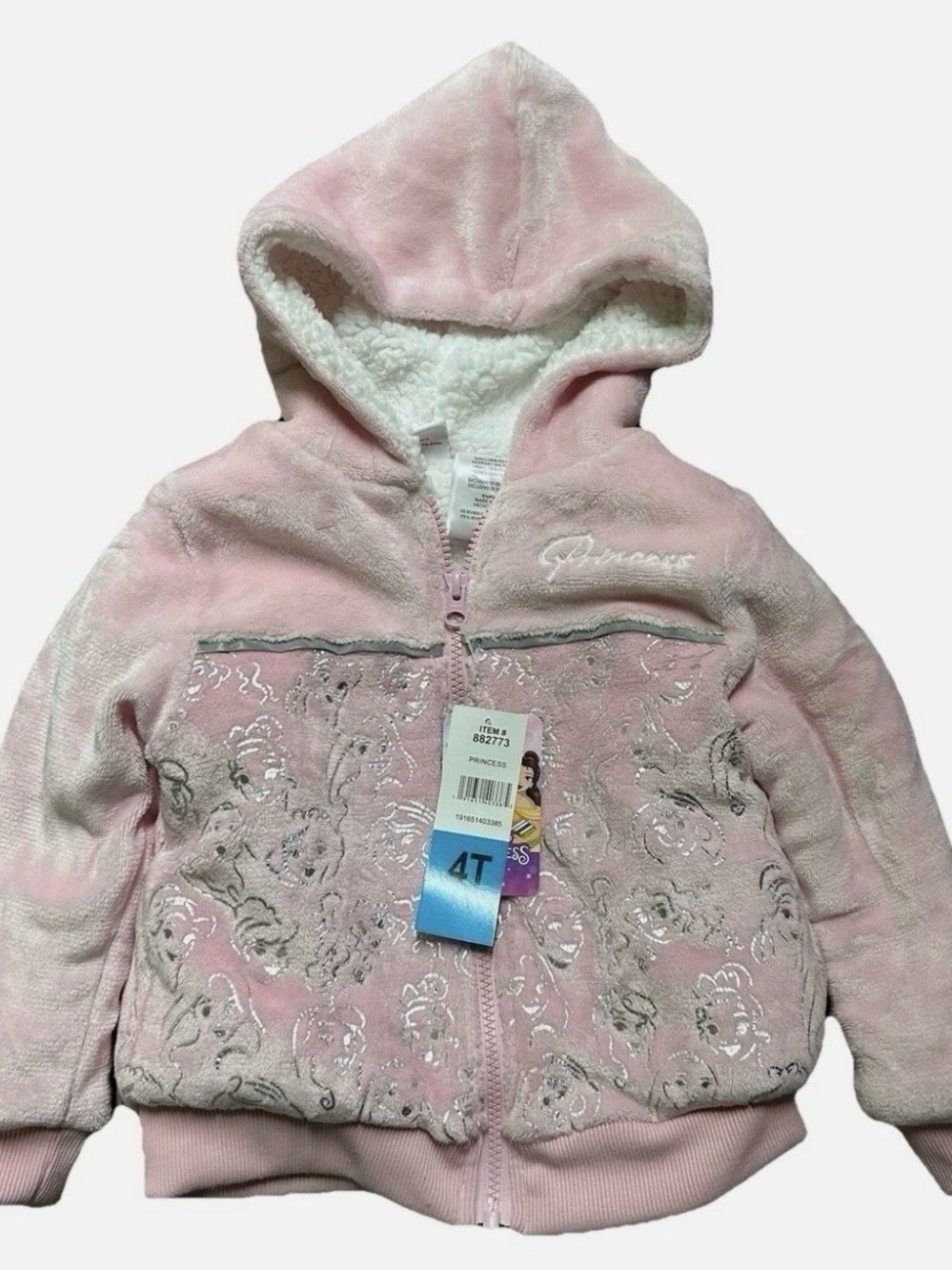 NWT Toddler Girl Disney Princess Sherpa Lined Jacket Size 4T